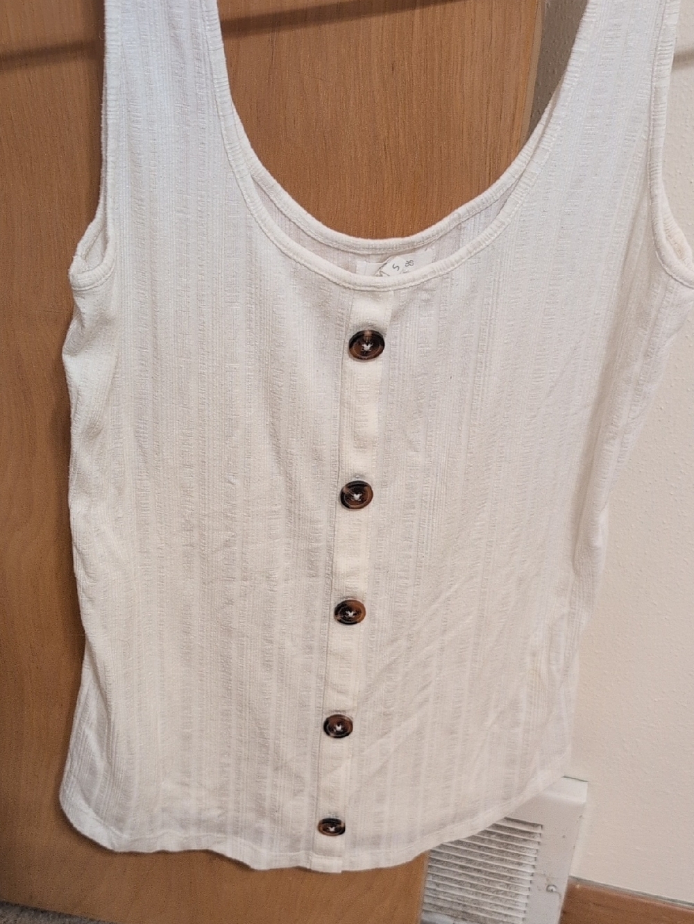 Maurices Ivory Ribbed Button-Front Tank